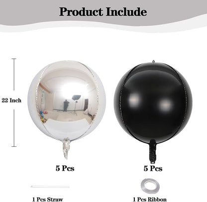 22 Inch Black and Silver Foil Balloons - Image 2