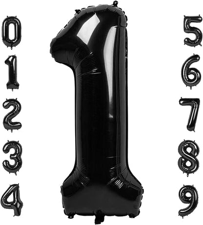 Number Balloons 40 Inch Black 1 Balloon by Mluchee