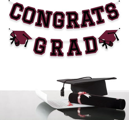 Congrats Grad Banner Graduation Party Banner Decoration Hanging Garland High - Image 3