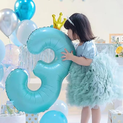 Blue Number 8 Balloon with Crown, 40 inch Blue Number Balloon 8th Birthday - Image 5