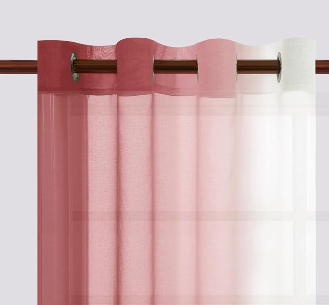 DWCN Faux Linen Ombre Sheer Curtains - Image 2