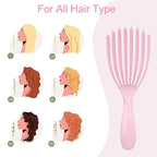 Hair Brush for Afro American/African Hair Textured Professional Curved Vented Brush Wet Dry Curly Hairbrush Detangling Massage Hairdressing Comb (Pink, Big)
