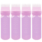 ELANE 4 Pcs Root Comb Applicator Bottle 6oz,Hair Oil Applicator Bottle for Hair,Oil Comb Applicator Hair Bottle Applicator for Hair Dye Shampoos Hair Salons Camping Traveling(Pink)