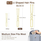 U Shaped Hair Pins, IKOCO 2.4inch Bun Hair Pins for Women with Storage Box, Gold