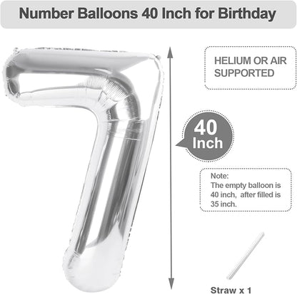 Number Balloons 40 Inch Silver 6 Balloon - Image 5