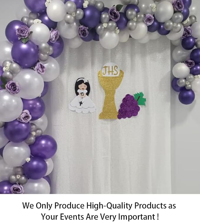ShinyBeauty 4FTx7FT White Sequin Backdrop, Elegant Wedding & Party Decor - Image 2