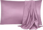 uxcell 2 Pack Silk Satin Pillowcase for Hair and Skin, Cool, Silky, Soft Breathable Pillow Cases King Size 20x36 Inch Sateen Pillowcase Mauve with Envelope Closure