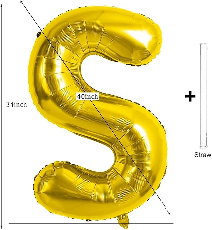 Gold Letter Balloons 40 Inch Large Letter S Balloon Aluminum | Foil Mylar Big - Image 2
