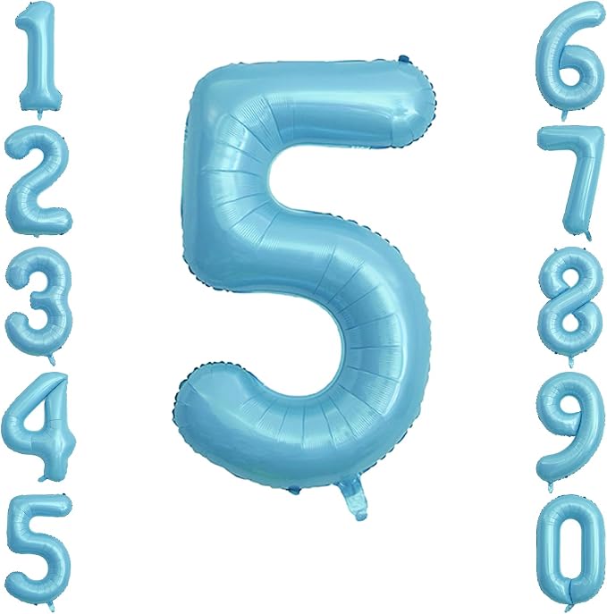 Pearlescent Blue Number 5 Balloon 40 Inch, Shiny Foil by Unknown