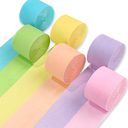 PartyWoo Pastel Crepe Paper Streamers 6 Rolls 492 FT Streamers | Birthday by PartyWoo