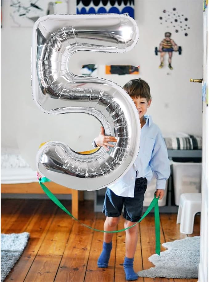 TONIFUL 40 Inch Silver Number 6 Balloon Large Foil 6th Birthday Decorations | - Image 6
