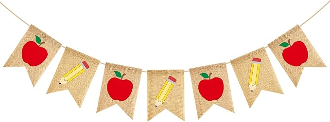 Back to School Burlap Banner NO DIY First Day of School Banner Pre-Strung | by KINGLAKEGARDEN