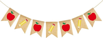 Back to School Burlap Banner NO DIY First Day of School Banner Pre-Strung | by KINGLAKEGARDEN