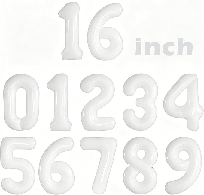 2 Set 20 Pcs Number Balloons 16 Inch White 0-9 Number Mylar Foil Balloons White by Unknown