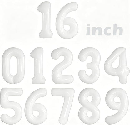 2 Set 20 Pcs Number Balloons 16 Inch White 0-9 Number Mylar Foil Balloons White by Unknown