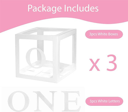 First Birthday Decoration for Baby Boy or Girl, Balloon 'ONE' Boxes for 1st - Image 2