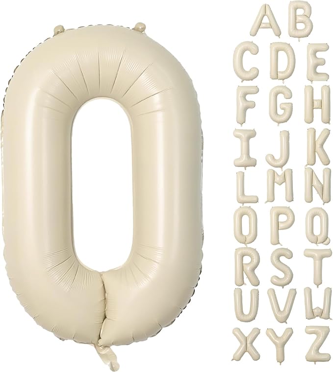 Cream O Letter Balloons, 40 Inch Letter O Balloon Beige, Helium Custom Letter by Dagelar