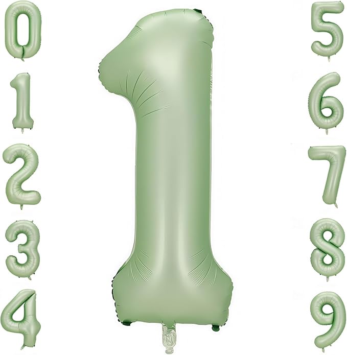 Sage Green 1 Number Balloon, Olive Green 1 Balloons 40 Inch Large Helium Foil by BBPOOL