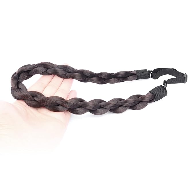 DIGUAN Chubby Narrow Synthetic Hair Braided Headband Classic Chunky Plaited Braids Elastic Stretch Hairpiece Women Girl Beauty accessory, 58g (Brunette Brown)