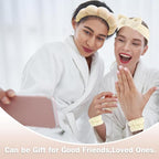 Zkptops 6Pcs Spa Headband for Washing Face Wristband Set Sponge Makeup Skincare Terry Cloth Headband Bubble Soft Get Ready Hairband Women Puffy Padded Headwear Non Slip Hair Accessory(Beige)