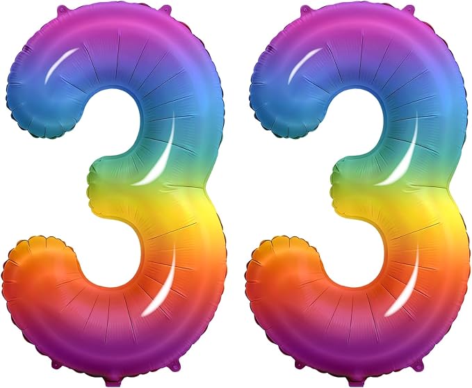 Number 33 Balloons for 33rd Birthday Party Decorations, 0-100 Large No.33 by Joycard
