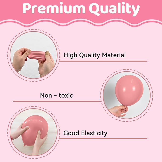 Pink And Brown Balloons, Dusty Pink Brown White Balloons, 18inch Blush Heart - Image 3