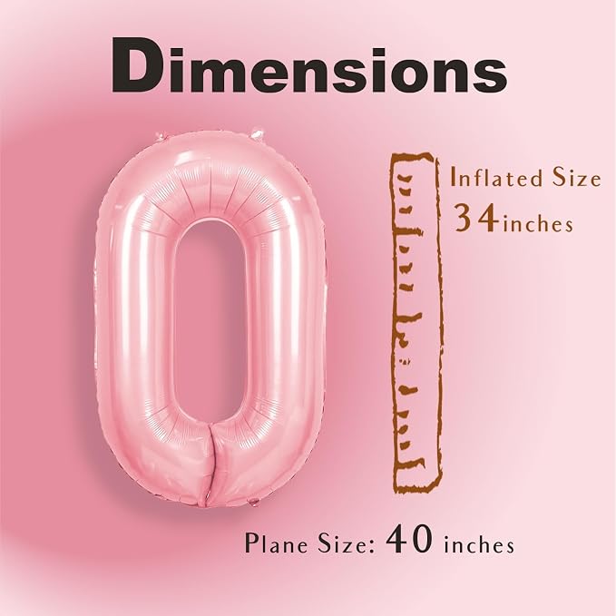 SUWEN 40 Inch Pink Large O Letter Balloons Big Foil Helium A-Z | Jumbo Mylar - Image 2