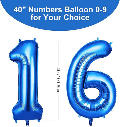 OFFCUP Helium Balloons, 40 Inches Number Balloons 16, Foil Balloons Birthday - Image 2