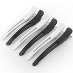 Hair Clips for Styling - 6 pcs No Crease Hair Clips for Women - Non Slip Duck Billed Hair Roller Clips with Silicone Band - Salon Hair Sectioning Clips Black White