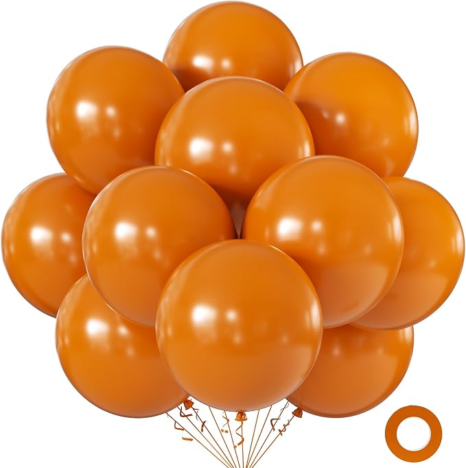 Burnt Orange Balloons 18 Inch 24 Pack Matte Helium Latex Round Balloons by KALOR