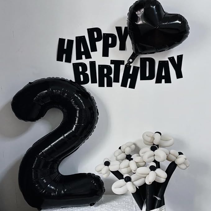 40 inch Black 7 Number Balloon Giant Foil Helium Balloons Black Large Digital - Image 7