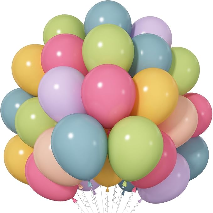 Boho Rainbow Balloons 60 Pcs Hippie Floral Wildflower Retro Pink Green Yellow by Froova