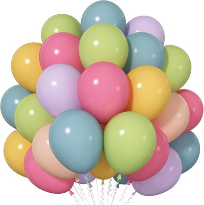Boho Rainbow Balloons 60 Pcs Hippie Floral Wildflower Retro Pink Green Yellow by Froova