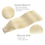 WENNALIFE Tape in Hair Extensions Human Hair, 40pcs 100g 18 inch Platinum Blonde Hair Extensions Real Human Hair Straight Tape in Extensions Invisible Human Hair Extensions