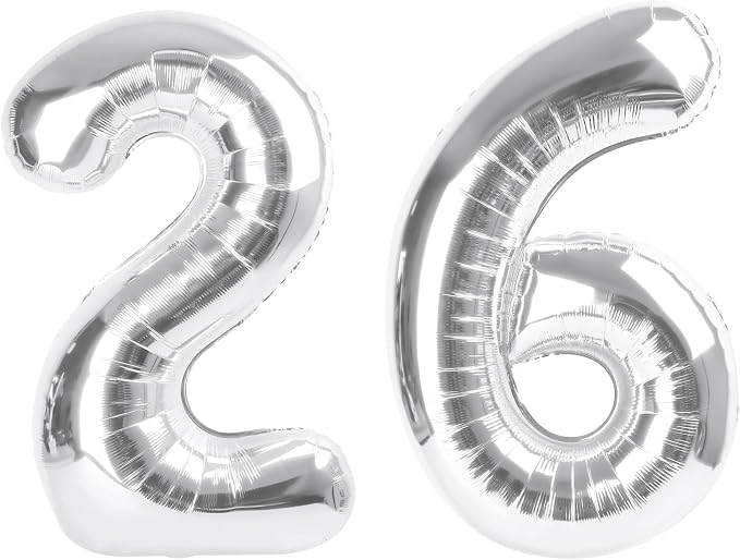 Number Balloons Silver 26 Balloon 40 inch by Enyeopd