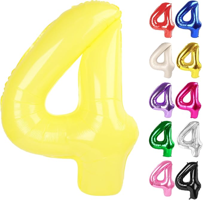 Yellow Number 4 Balloon 40 Inch by IWERP