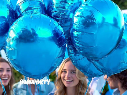 25Pcs Blue Round Shaped Foil Balloons 18 Inch Mylar Balloon | Helium - Image 5