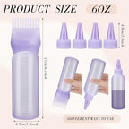 Pimoys Hair Oil Applicator Bottles Dye Brush for Women Scalp, Hair Color Products Things with Root Comb, Purple 2 Pack