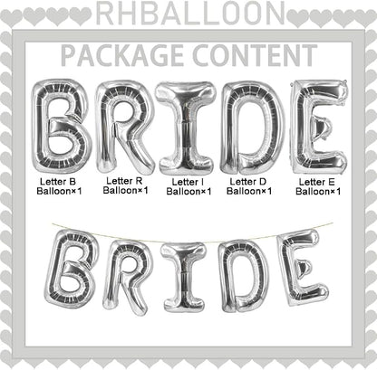 Silver Bride Balloons Bridal Shower Bachelorette Balloons Wedding Party Balloon - Image 4