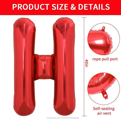 TONIFUL 40 Inch Large Bright Red Letter Balloons A-Z, Giant Jumbo Helium Foil - Image 2