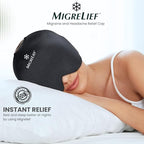 Migrelief Migraine Relief Cap - Ice Cap for Migraines and Headaches with 360 Degree Head and Eye Coverage - Cold Therapy Headache Hat and Migraine Mask for Natural Pain Relief - One Size, Black