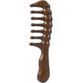 Wooden Wide Tooth Massage Comb, Large Thicken Natural Sandalwood Hair Combs for Curls, Women and Men, Detangles Long Thick Wet or Dry Hair, Head Scalp Massager, Anti-static (Golden)