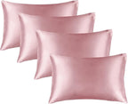 BEDELITE Satin Pillowcase for Hair and Skin, Super Soft Similar to Silk Pillow Cases 4 Pack with Envelope Closure, Cooling Pillowcases for Women Men (20"x30" Queen Size, Nostalgia)