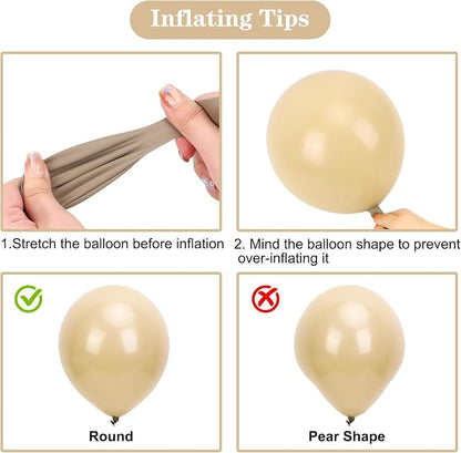 APLANET 150pcs Vanilla Brown Balloons Different Sizes 18 12 10 5 Inch Boho - Image 4