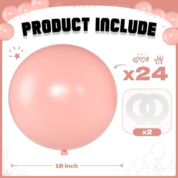 Pastel Orange Balloons 18 Inch 24 Pack Matte Helium Latex Round Balloons - Image 2