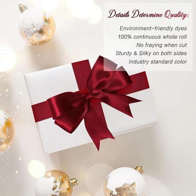 Wine Red Ribbon Burgundy Satin Ribbon - Image 4