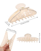HAIMEIKANG Large Acetate 4 Inch Hair Claw Clip for Women - French Style Hair Claws for Thick Hair with Non-Slip Teeth, Hair Accessories for Updos, Buns & Ponytails