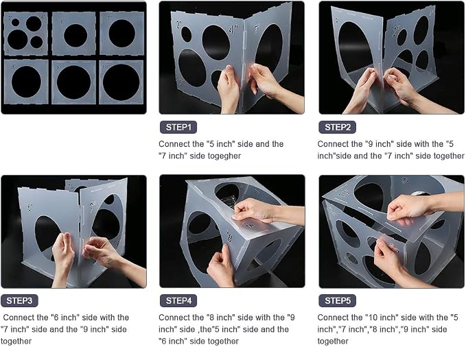 Pllieay 2-10Inch Balloon Sizer, Collapsible Plastic Balloon Sizer Cube Box | - Image 6