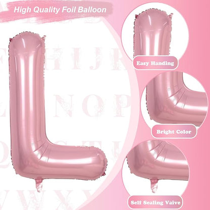 40 Inch Giant Pastel Pink Letter Balloon, Alphabet L Foil Balloons Light Pink - Image 9