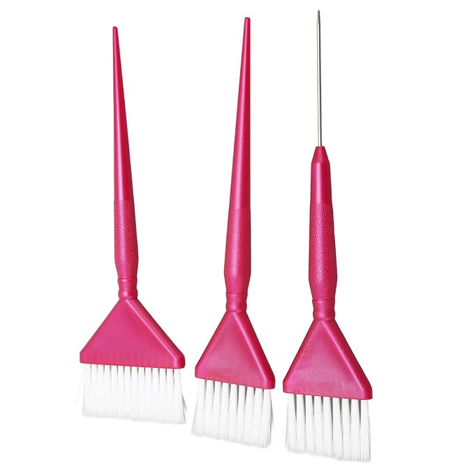 ZJchao Hair Dye Brush, Hair Color Brush Dye Applicator 3PCS with Ergonomic Handles for Dyeing, Bleaching, Treatment